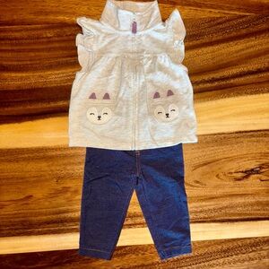 Carter's Baby Girl Gray and Purple Vest with Blue Baby Jeans